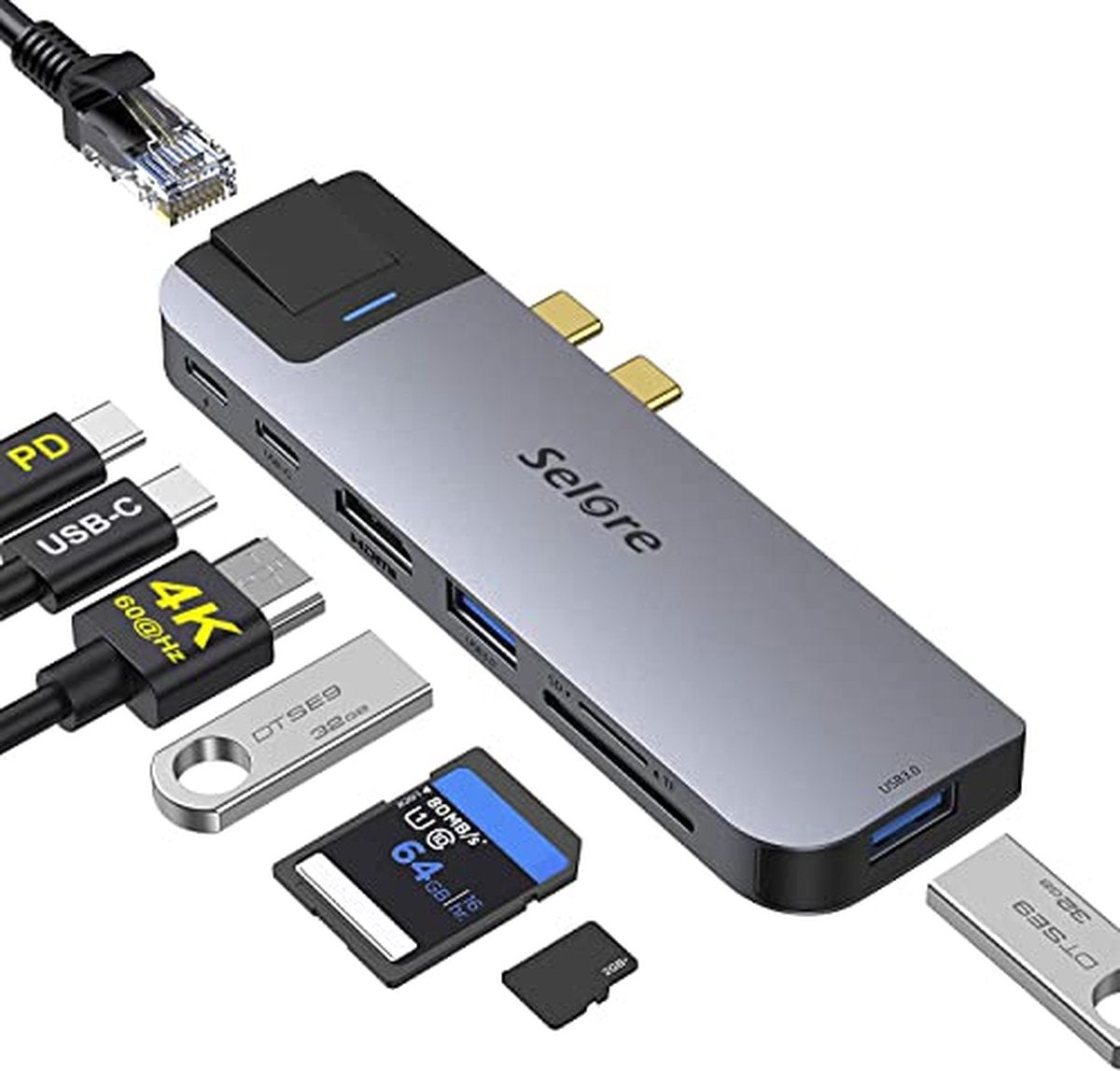 MacBook Air USB Splitter MacBook Pro Hub Mac USB Hub MacBook Pro/Air Exclusive 8in2 4K HDMI/100W PD Fast Charging/1000Mbps Ethernet/USB-C Data Transfer/USB 3.0/USB 2.0/TF/SD Slot/MacBook Pro 2020/2019/2018/2017/2016 MacBook Air 2020/2019/2018