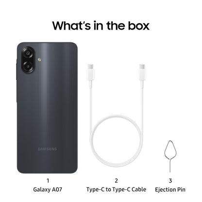 Samsung Galaxy A07 LTE | 50MP Dual Camera | 6.7 Inch HD+ Display | 90Hz Refresh Rate | MediaTek Helio G99 (6nm) | IP54 | 6 Gen OS Upgrade and Security Update