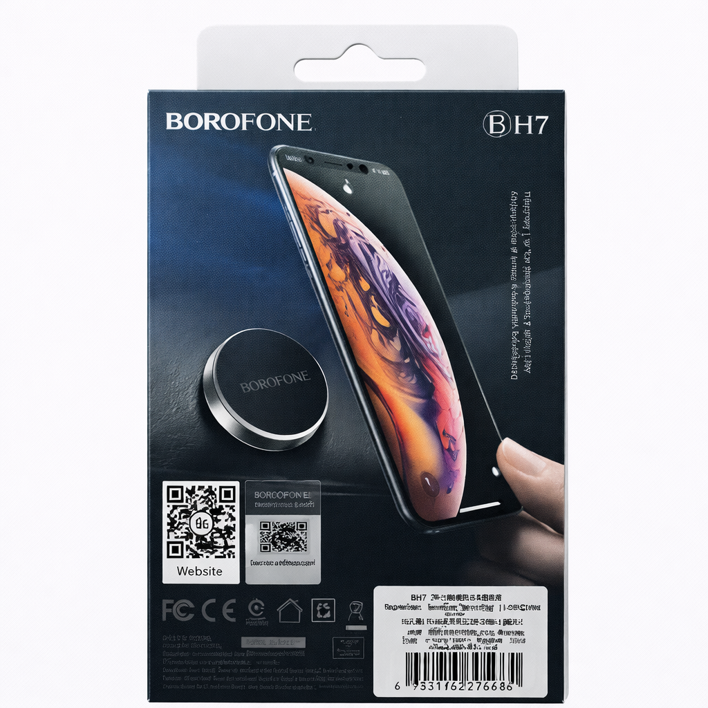 BOROFONE BH7 Magnetic Mobile Holder – Strong Magnetic Grip, Universal Car Mount, Compact Design