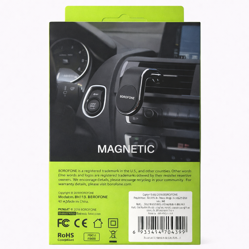 BOROFONE BH10 Magnetic In-Car Mobile Holder – Aluminum Alloy Air Vent Mount, Strong Magnetic Grip