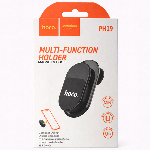 HOCO PH19 Multi-Function Magnetic Holder – Magnet & Hook Design, Compact Universal Phone Mount
