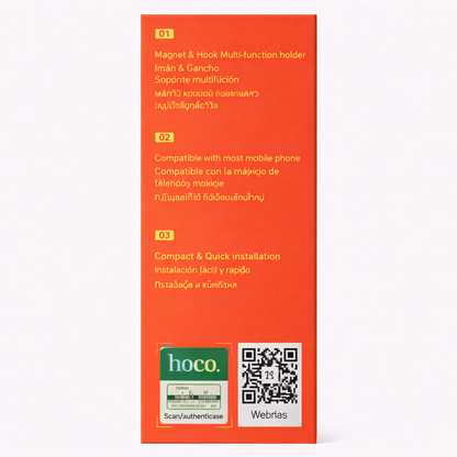 HOCO PH19 Multi-Function Magnetic Holder – Magnet & Hook Design, Compact Universal Phone Mount