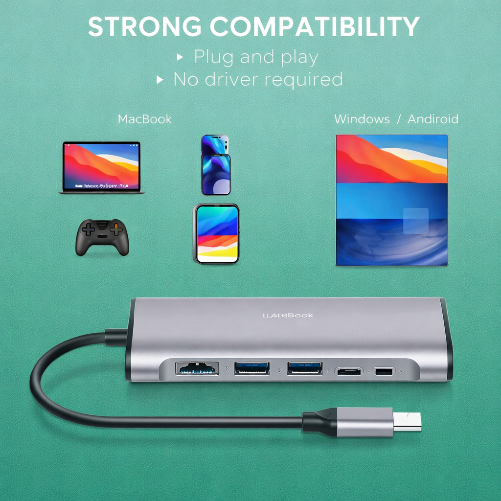 WTOLOVE USB C Hub, 8 in 1 USB C Adapter with PD 100W, 4K HDMI, 1000M Ethernet, 2 USB-A 3.1, 1 USB-C 3.1, SD/TF, USB C Docking Station for MacBook, Dell, Surface (Buy 1 Get 1 Free)