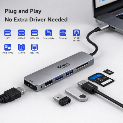 HUB SELORE SEUC0116C 6w1 HDMI USB3.0 SD/TF slot