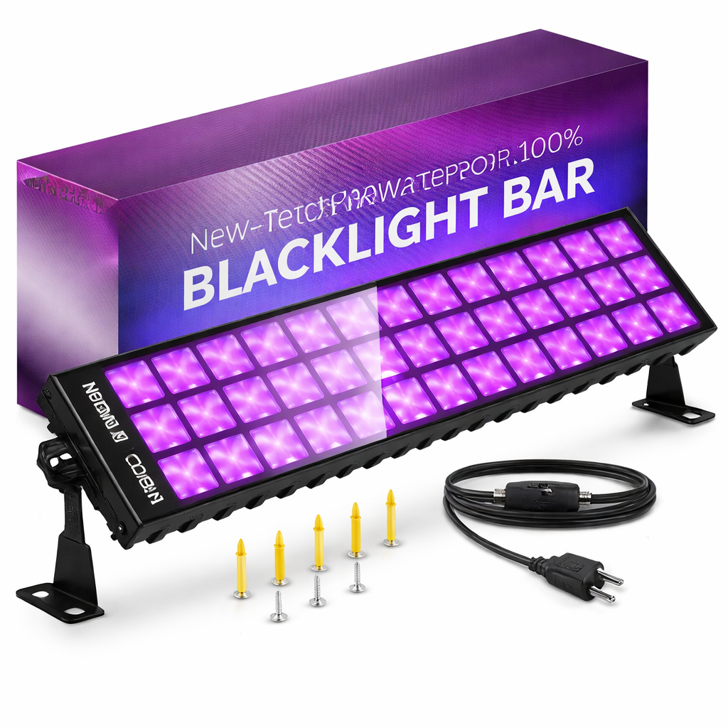100W LED Black Lights Bar, 100 LEDs, Blacklight Flood Light for Black Light Party, for Glow Party, Bedroom, Halloween, Fluorescent Poster, Body Paint, Tapestry