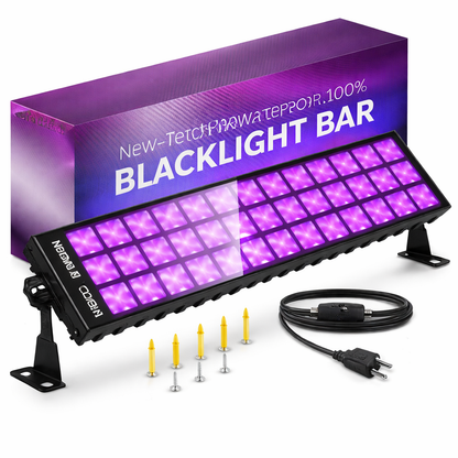100W LED Black Lights Bar, 100 LEDs, Blacklight Flood Light for Black Light Party, for Glow Party, Bedroom, Halloween, Fluorescent Poster, Body Paint, Tapestry