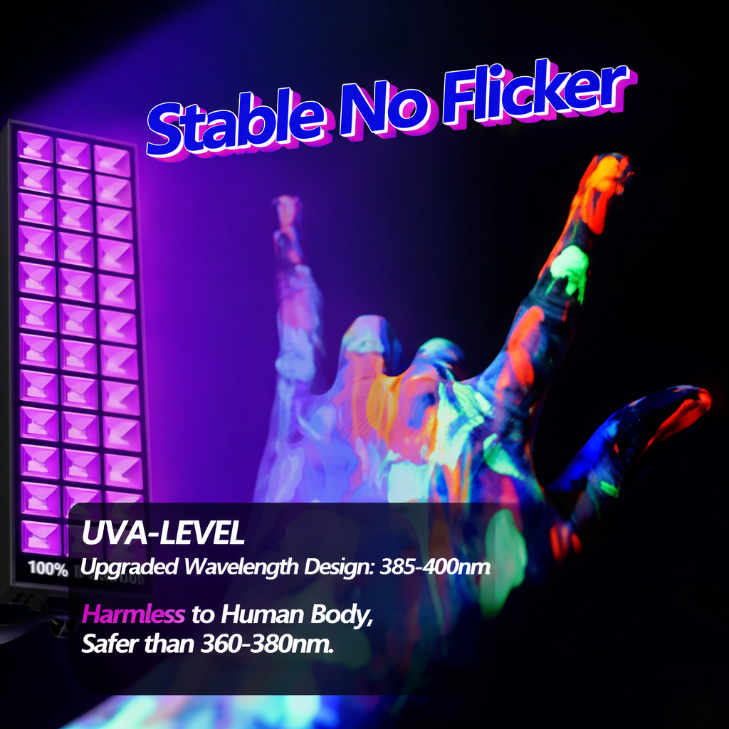 100W LED Black Lights Bar, 100 LEDs, Blacklight Flood Light for Black Light Party, for Glow Party, Bedroom, Halloween, Fluorescent Poster, Body Paint, Tapestry