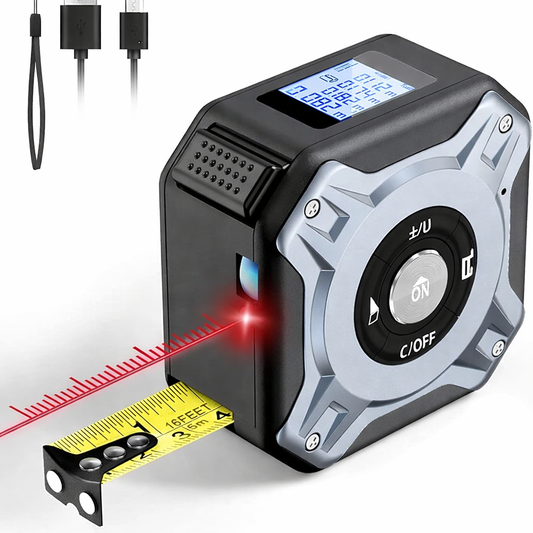 Laser Rangefinder 30 m, Tape Measure 5 m 2 in 1, with HD Digital Display, USB Charging Laser Meter, Multiple Measuring Modes, Rangefinder for DIY and Home Decor, Ft/M/In, IP54