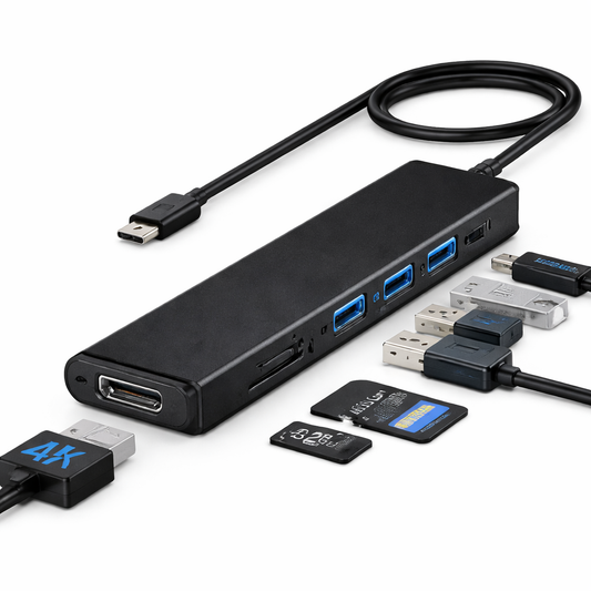 USB-C Hub Docking Station, 7-in-1 USB Hub for Laptop with Gigabit Ethernet, 4K HDMI