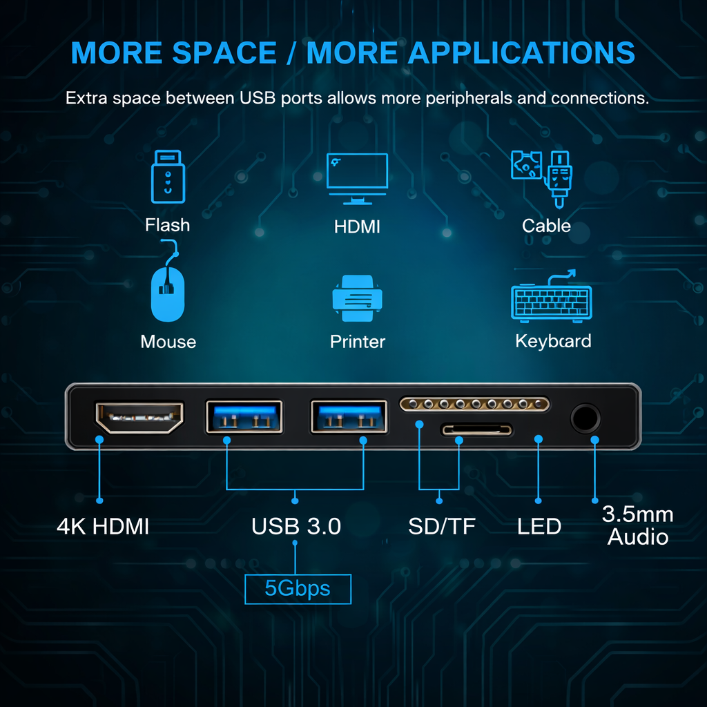 For Surface Go Hub Docking Station for Surface Go/Go2/Go3//Go4, 7-in-2 Surface Go Hub Adapter with 4K USB C to HDMI, 2 USB 3.0 Ports, Earphones Jack,SD/TF Card Slot