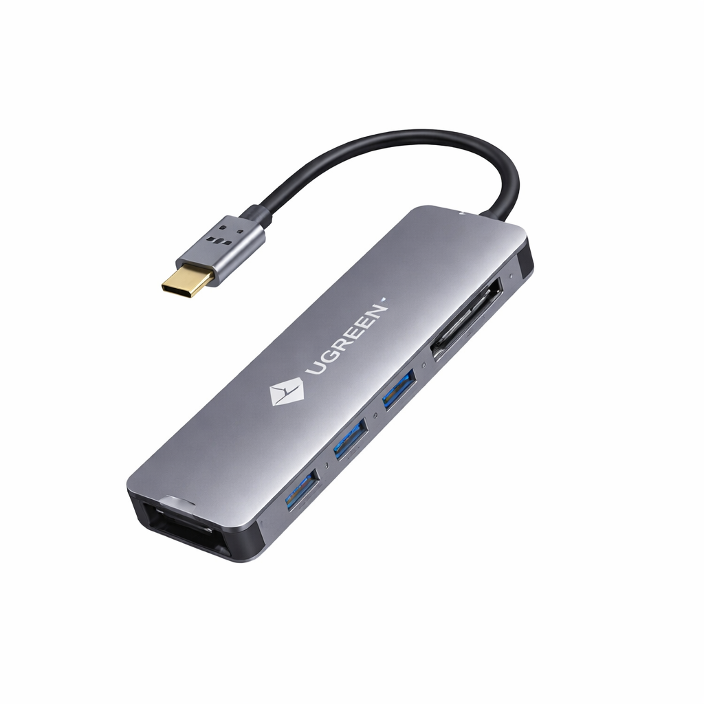 NOVOO 6 in 1 USB Type C Hub with 4K HDMI, 60W USB C PD Charging Port, 2 USB 3.0 Ports, SD/TF Card Reader for MacBook Pro 2017/2016/2018, Huawei MateBook and More USB C Laptop and Smartphone, Gray