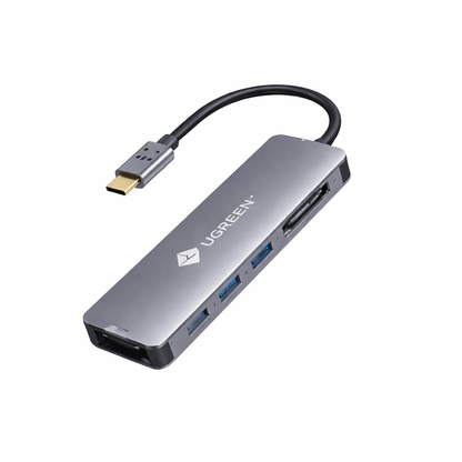 NOVOO 6 in 1 USB Type C Hub with 4K HDMI, 60W USB C PD Charging Port, 2 USB 3.0 Ports, SD/TF Card Reader for MacBook Pro 2017/2016/2018, Huawei MateBook and More USB C Laptop and Smartphone, Gray