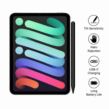 Active Stylus Pencil For Apple iPad | Black Color | Pencil USB-C | High Responsive Tip Pencil | For iPad, iPad Mini, iPad Pro, iPad Air.