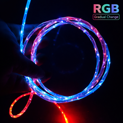 Glowing USB to C type Cable | 1m | Charging Data Cable| Fast Charging Cable | Pink Cable | Multicolor Lights