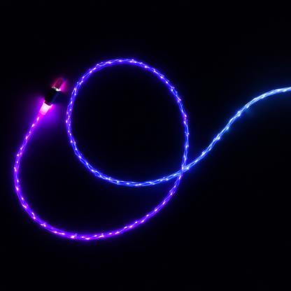 Glowing USB to C type Cable | 1m | Charging Data Cable| Fast Charging Cable | Pink Cable | Multicolor Lights