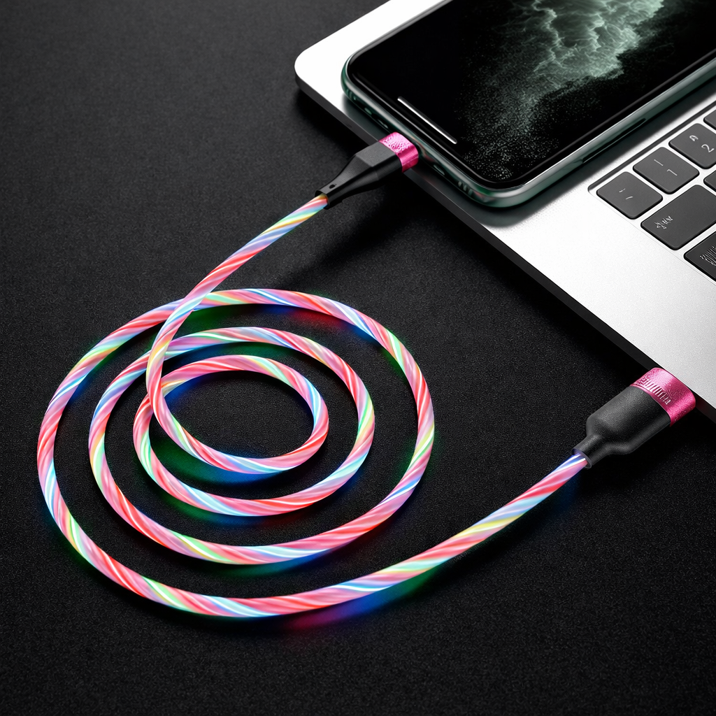 U85 Charming night USB to Type C charging data cable light streaming effect 1m current up to 2.4A.